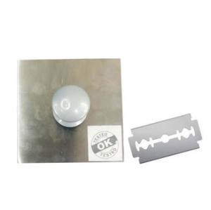 STAINLESS STEEL TEMPLATE - (SIZE : 250MM X 200MM) WITH RAZOR BLADE - AS PER IS 16532