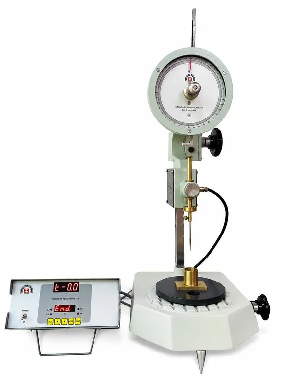 STANDARD PENETROMETER FOR PARAFFIN WAX - AUTOMATIC DIGITAL TIMER - GEARED HEIGHT ADJUSTMENT & DIAL GAUGE - ASTM D1321-